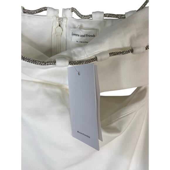 Lovers and Friends Charlotte Midi Dress Crystal Embellished Bridal Formal XS - Picture 8 of 13